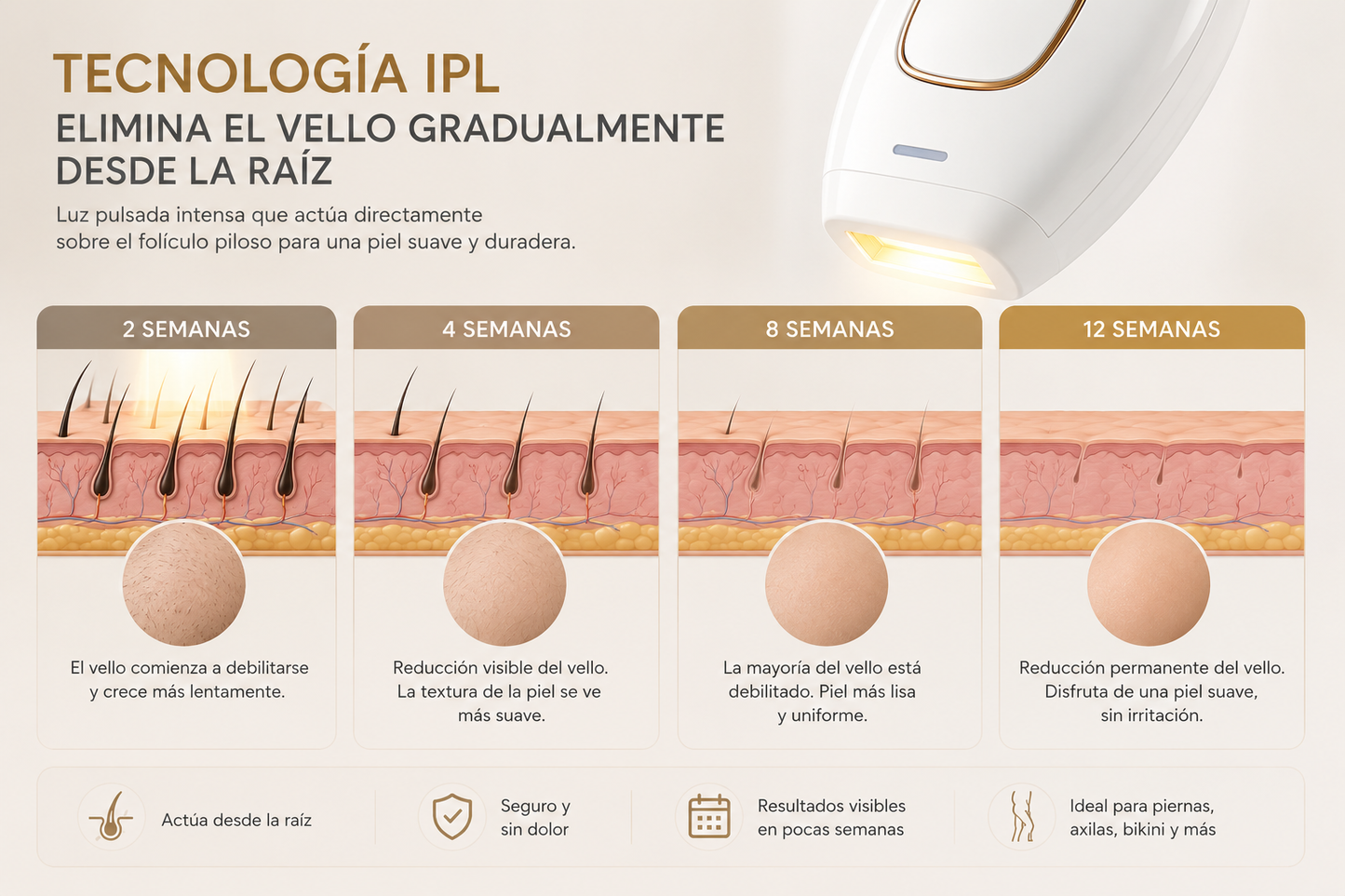 SilkGlow Pro Depilador IPL Profesional en Casa